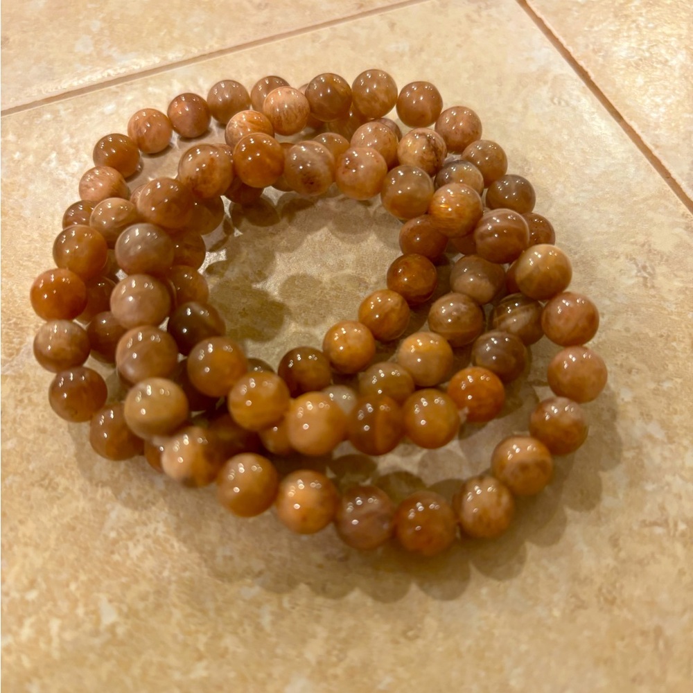 Peach Moonstone Crystal Bracelet